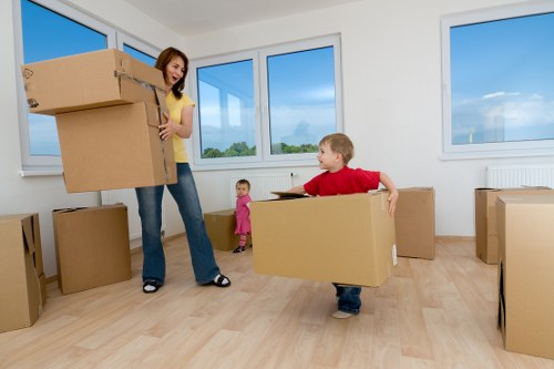 Local office move in Little Ilford with desks, boxes, and IT equipment