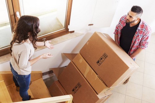 Unpacking boxes and arranging items in a new flat